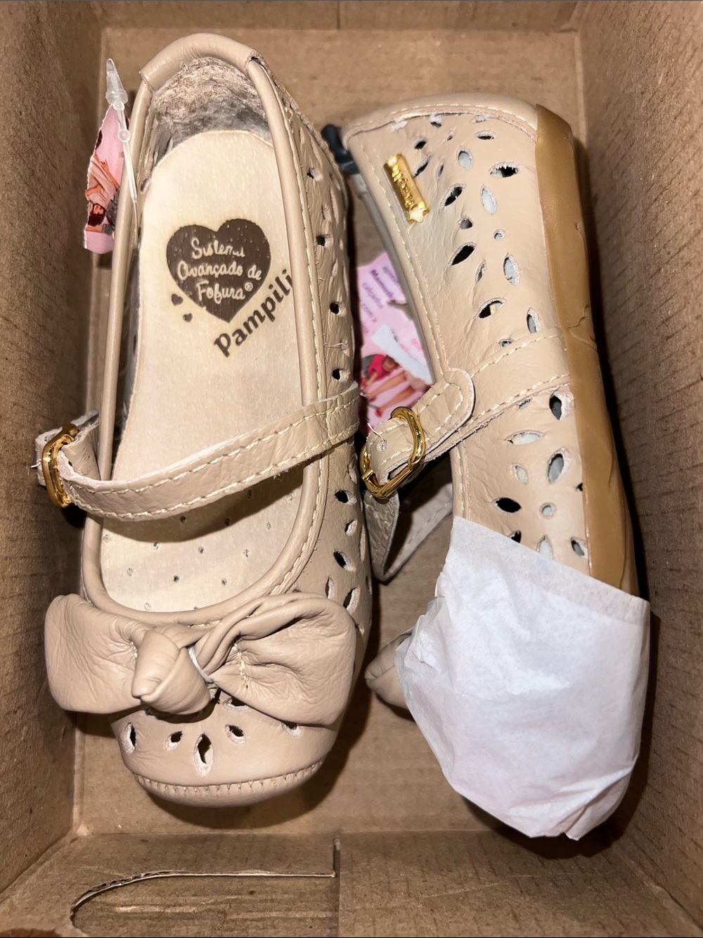 Pampili Girls' Cream Bow Mary Jane Shoes